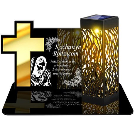 ZNICZ SOLARNY LED WIECZNY PODSTAWKA NA CMENTARZ GRÓB lampka Krzyż 3D DLA RODZICÓW