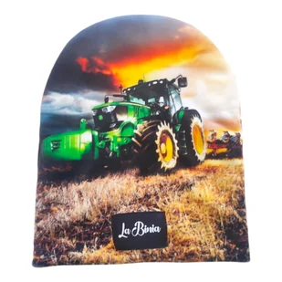 Czapka welurowa TRAKTOR ZIELONY LA BINIA - Czapki damskie - miniaturka - grafika 1