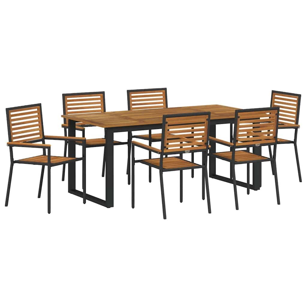 vidaXL Zestaw do jadalni w ogrodzie 7 pcs Czarny Lite Drewno Akacji