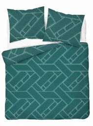 Detexpol Pościel satynowa 160x200 turkusowa geometria 4911 A Home Satin 80 - Pościel - miniaturka - grafika 1