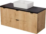 Szafki łazienkowe - Szafka łazienkowa z białą umywalką wisząca dąb naturalny 120 cm Brendo Gante - miniaturka - grafika 1