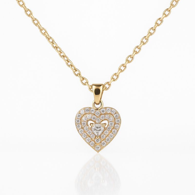 Naszyjnik stal szlachetna pozłacana 14k złotem, serce cyrkonia NST2222