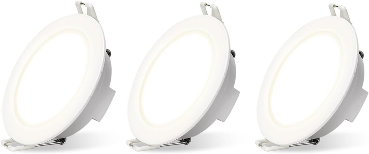 Aigostar LED Downlight sufitowy wpuszczany 4,8 W IP65 wodoodporny, Bull's Eyes 4000 K światło naturalne, bardzo płaski LED Downlight łazienkowy biał..