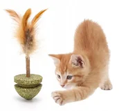 Zabawki dla kotów - Zabawka dla kota z kocimiętką lizak piórka - miniaturka - grafika 1