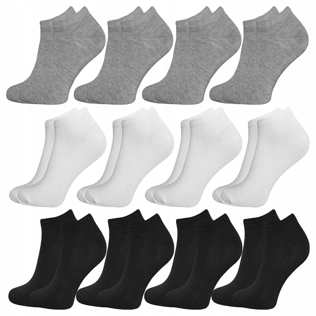 12-PAK Stopki Męskie Bawełniane Skarpety krótkie oddychające MIX