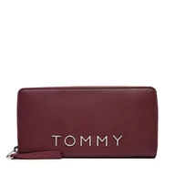 Portfele - Duży Portfel Damski Tommy Jeans AW0AW16485 Bordowy - miniaturka - grafika 1