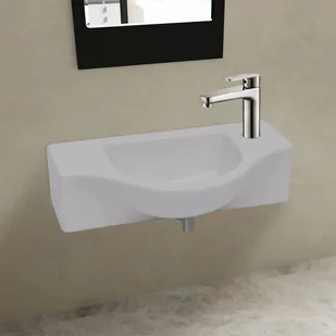 vidaXL Ceramiczna umywalka z otworem na kran biała 45x25 - Umywalki - miniaturka - grafika 1