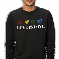 Bluzy męskie - Bluza Męska Czarna Bawełniana LOVE IS LOVE Dla Mężczyzny Wzory Rozmiar XL - miniaturka - grafika 1