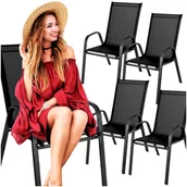 Fotele i krzesła ogrodowe - krzesło ogrodowe metalowe czarne 4 sztuki - miniaturka - grafika 1