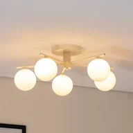 Lampy sufitowe - Lampa sufitowa Prato Jupiter, możliwość ściemniania, kremowy / amber, salon / jadalnia, metal, nowoczesny - miniaturka - grafika 1