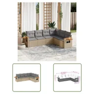 Meble ogrodowe - The Living Store 6-cz. zestaw mebli ogrodowych z poduszkami - beżowy - polirattan - Sofa Ogrodowa - miniaturka - grafika 1