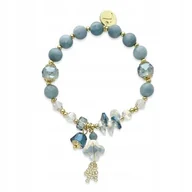 Bransoletki - Bransoletka Pozłacana Z Mosiądzu Akwamarynu I Kryształów Niebieska - miniaturka - grafika 1