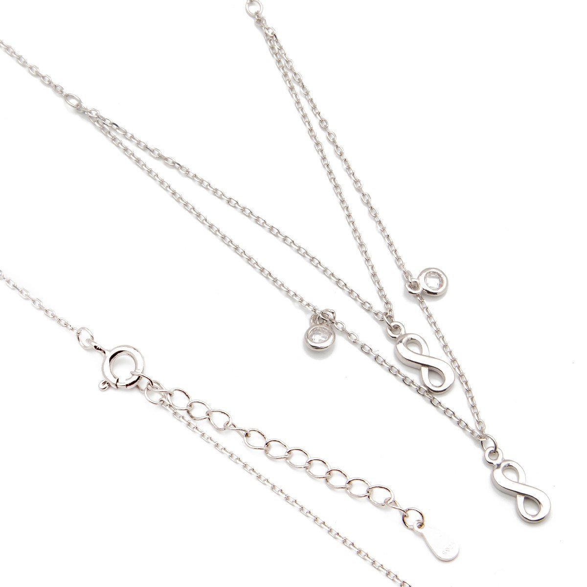 Srebrny naszyjnik nieskończoność cyrkonie