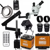 Mikroskopy i lupy - Mikroskop Stereoskopowy 22H na Ramieniu 7-45x Oświetlenie Barlow Kamera 8MP - miniaturka - grafika 1