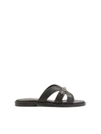 Klapki i japonki damskie - Skórzane klapki na płaskiej podeszwie z monogramem KAZAR - 40 - miniaturka - grafika 1