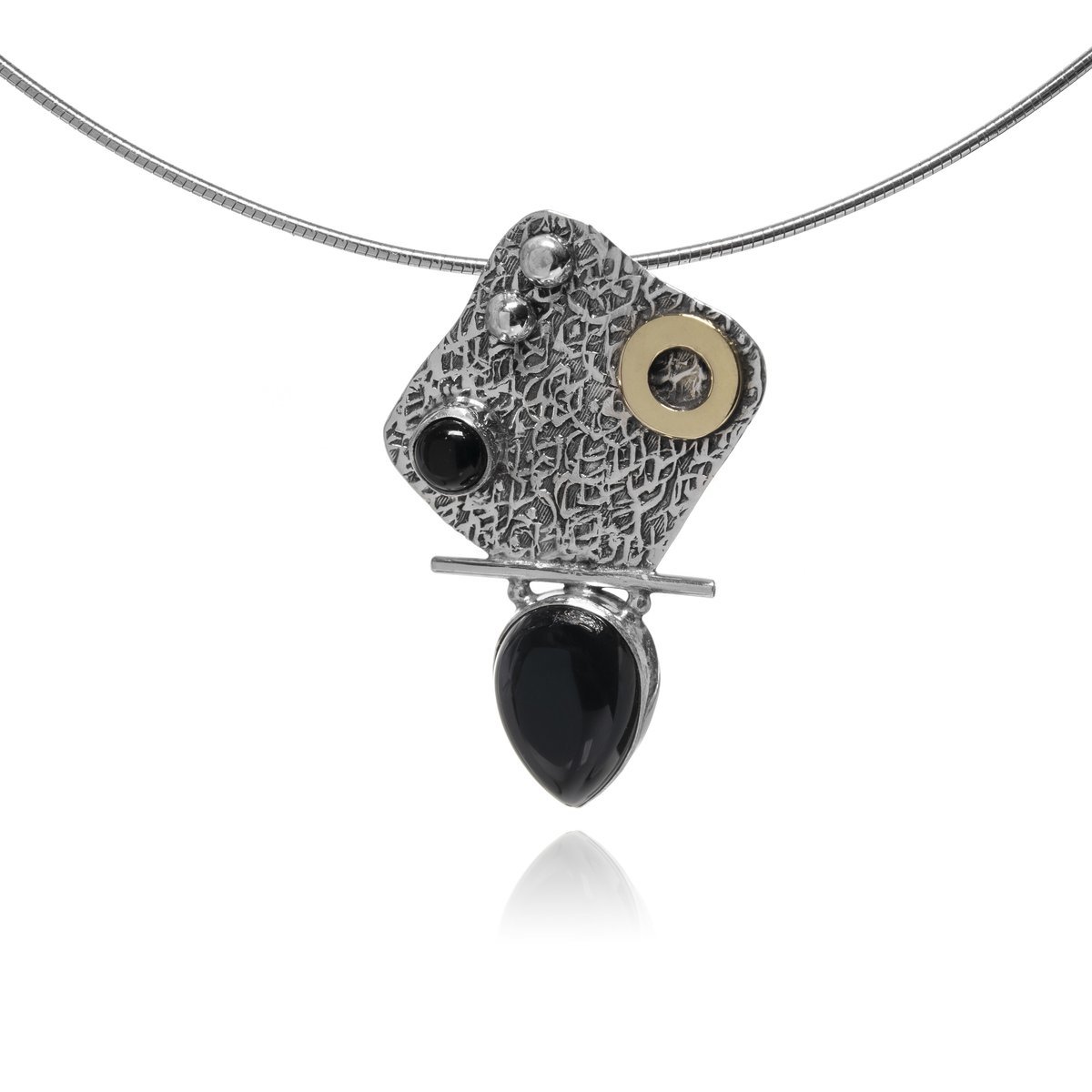 ankabizuteria.pl Artystyczna zawieszka srebrna z onyksem oksydowana i