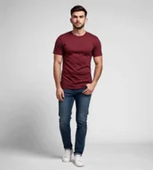 Koszulki męskie - T-shirt premium bawełniany bordowy Recea - M - miniaturka - grafika 1