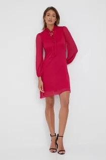 Sukienki - DKNY sukienka kolor fioletowy mini rozkloszowana - - grafika 1