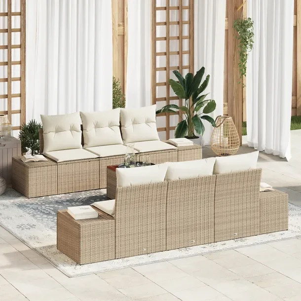 Zestaw Ogrodowy z Rattanu, Sofa Modułowa 3-Częściowa, Stół, 12 Podusze
