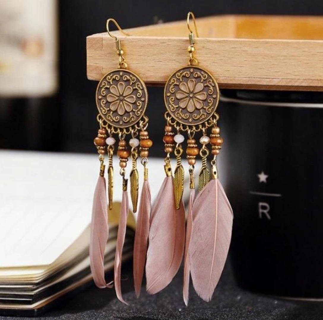 KOLCZYKI ZWISAJĄCE BOHO DŁUGIE PIÓRA! POLECAM!