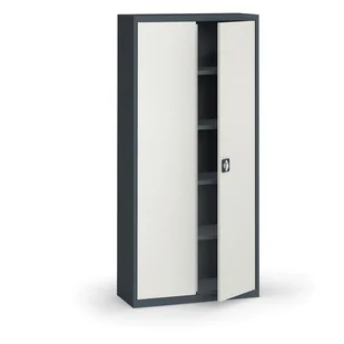 KOVONA Szafa metalowa, 1950 x 950 x 400 mm, 4 półki, antracyt/szara C39431.2.61.24B2B - Szafy biurowe - miniaturka - grafika 1