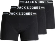 Majtki męskie - JACK&JONES bokserki męskie, 3-pak - SENSE TRUNKS, bawełna stretch czarny L - miniaturka - grafika 1