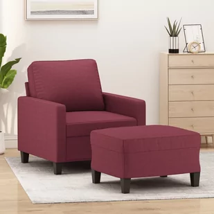 vidaXL Fotel z podnóżkiem, winna czerwień, 60 cm, obity tkaniną - Fotele - miniaturka - grafika 1