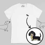 Koszulki męskie - Haftowany T-shirt - CZARNY JAMNIK - biały 2XL - miniaturka - grafika 1