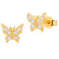 Kolczyki - KOLCZYKI ZŁOTE 585 DLA DZIEWCZYNKI CYRKONIE DLA DZIECI WKRĘTKI SZTYFTY - miniaturka - grafika 1