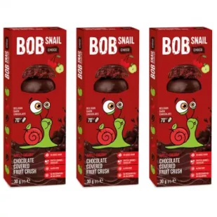 Bob Snail Przekąska jabłkowo-wiśniowa w ciemnej czekoladzie Zestaw 3 x 30 g - Ciastka - miniaturka - grafika 1