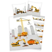 Pościel dla dzieci - Herding Dziecięca pościel bawełniana Budowa, 140 x 200 cm, 70 x 90 cm - miniaturka - grafika 1