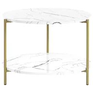 Ławy i stoliki kawowe - Stolik kawowy z półką efekt marmuru biało-złoty REVA - miniaturka - grafika 1
