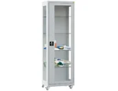 Meble i wyposażenie gabinetów medycznych - MDB/1k.7035 mobilna szafa lekarska 1-skrzydłowa 1-komorowa popielata na kołach - miniaturka - grafika 1