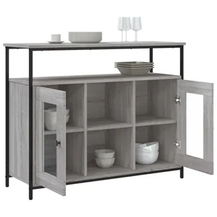 Szafka, szary dąb sonoma, 100x35x80 cm, materiał drewnopochodny Lumarko! - Szafki do salonu Szafka, szary dąb sonoma, 100x35x80 cm, materiał drewnopochodny Lumarko! - Szafki do salonu - miniaturka - grafika 5