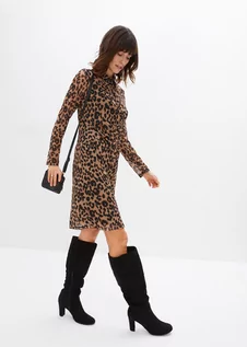 Sukienki - Sukienka siatkowa z nadrukiem w cętki leoparda - bonprix - grafika 1