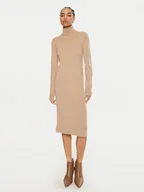 Sukienki - Calvin Klein Sukienka dzianinowa K20K207485 Beżowy Regular Fit - miniaturka - grafika 1