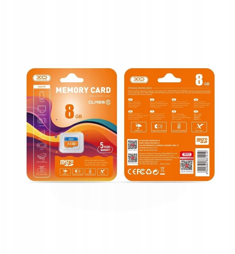 Karta PNY XO karta pamięci 8GB microSDHC kl. 10 GSM192629