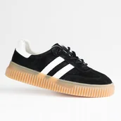 Trampki damskie - Sportowe damskie trampki skóra zamsz GOODIN GD-XF-199 platforma czarne 37 - miniaturka - grafika 1