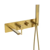 Baterie wannowe i prysznicowe - Bateria wannowa podtynkowa Laveo Pola 4-otworowa złoty szczotkowany BAP_G1PB - miniaturka - grafika 1