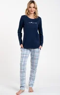 Piżamy damskie - Piżama damska z długim rękawem i długą nogawką Glamour, Kolor granatowy, Rozmiar M, Italian Fashion - Intymna - miniaturka - grafika 1