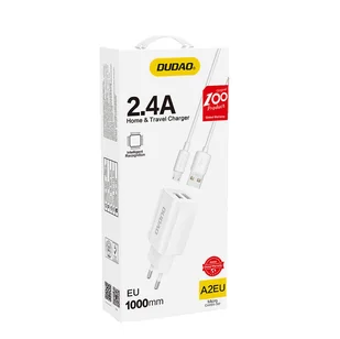 Dudao ładowarka sieciowa EU 2x USB 5V/2.4A + kabel micro USB biały (A2EU + Micro white) - Ładowarki do telefonów - miniaturka - grafika 5