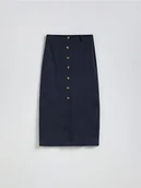 Spódnice - Reserved - Bawełniana spódnica midi - granatowy - miniaturka - grafika 1