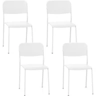 Krzesła - Zestaw 4 Krzeseł do Jadalni, Krzesła Sztaplowane z Metalową Ramą, Siedzisko z PP, Krzesła Kuchenne, Siedzisko 46 cm, do Kuchni, Biura, Salonu (Białe) - miniaturka - grafika 1