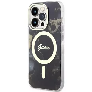 Guess GUHMP14LHTMRSK do Apple iPhone 14 Pro 6.1" czarny/black hardcase Golden Marble MagSafe - Etui i futerały do telefonów - miniaturka - grafika 2