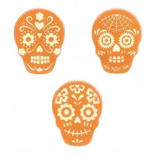 DEKORACJA CZEKOLADOWA - Halloween Czaszki Catrinas 3szt - Dodatki do ciast w proszku - miniaturka - grafika 1