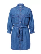 Sukienki - Sisley Damska sukienka 4FU6LV039, niebieski denim 902, 38, Blue Denim 902, 38 - miniaturka - grafika 1