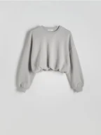 Bluzy damskie - Reserved - Krótka bluza ze ściągaczem - jasnoszary - miniaturka - grafika 1