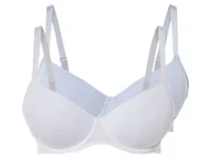 Biustonosze - esmara® Damski biustonosz z fiszbinami, 2 sztuki, miseczki wstępnie uformowane (90D, Niebieski/ biały) - miniaturka - grafika 1