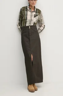Pepe Jeans spódnica jeansowa MAXI SKIRT HW COATED kolor brązowy maxi prosta PL901167 - Spódnice - miniaturka - grafika 1