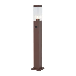 QAZQA Lampa zewnętrzna rdzawobrązowa z przezroczystym szkłem 80 cm IP44 z gniazdem i czujnikiem ruchu - Malios - Lampy ogrodowe - miniaturka - grafika 1